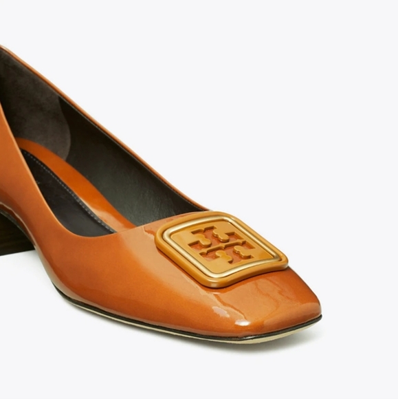 Tory Burch Georgia Pump Size 8, 35mm Heels Patent Leather Brown Cuoio - Picture 4 of 14